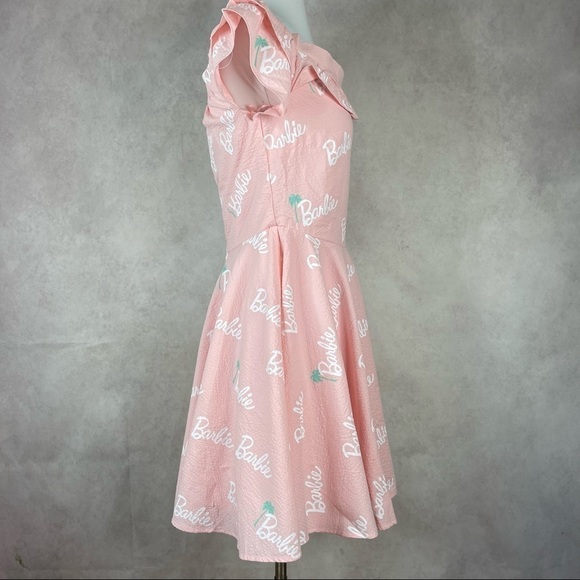 Loungefly Stitch Shoppe X Barbie Palm Tree Logo Lizzy Date Night Pink Dress - Picture 9 of 14